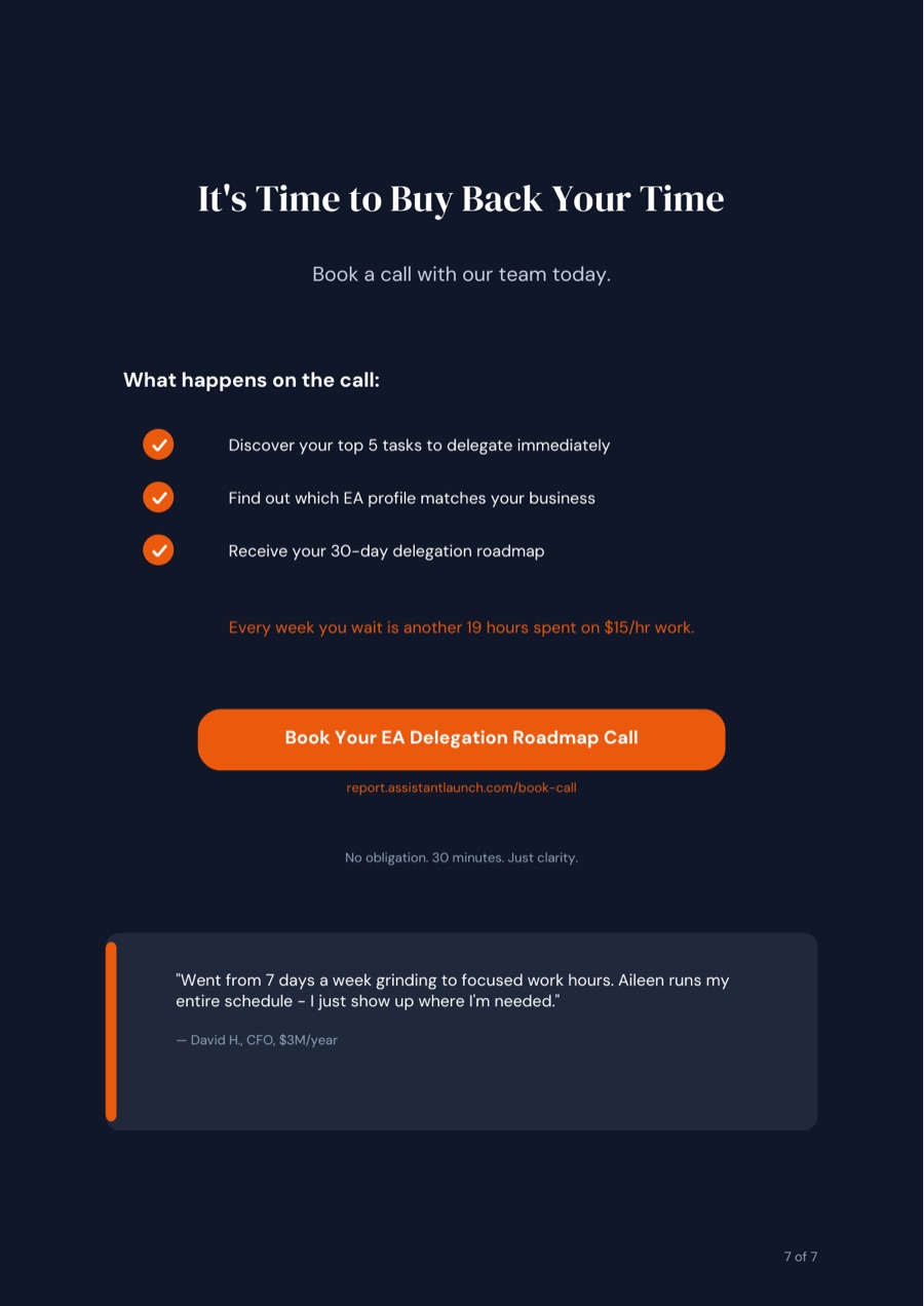 Time Freedom Report - Next steps